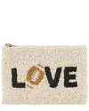 Shiraleah Love Beaded Zip Pouch In White