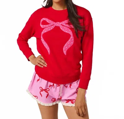 Shiraleah Pearl Bow Classic Sweatshirt In Red