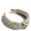 SHIRALEAH PEARL EMBELLISHED KNOTTED HEADBAND, TURQUOISE