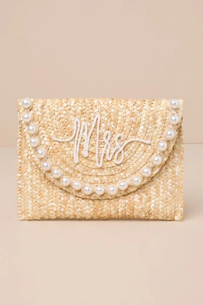Shiraleah Perla Mrs Natural Straw And Pearl Clutch In Gold