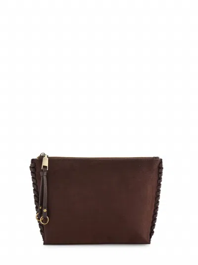 Shiraleah Piper Zip Pouch In Chocolate Suede In Multi