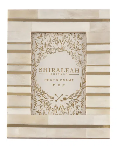 Shiraleah Portofino Bone And Brass 4x6 Picture Frame In Ivory