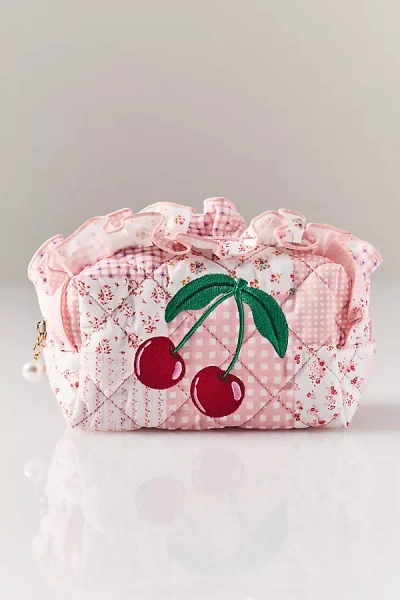 Shiraleah Quilted Cherry Valentine Cosmetic Bag In Pink