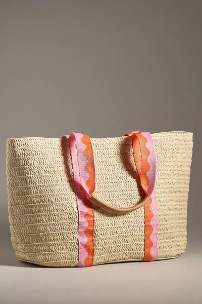 Shiraleah Raffia Beach Tote In Pink