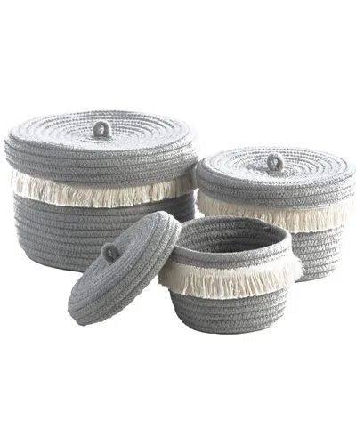 Shiraleah Set Of 3 Round Dharma Organizer Baskets In Grey
