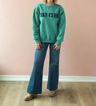 Shiraleah Ski Club Sweatshirt In Green/navy In Multi
