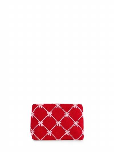 Shiraleah Tinsel Bow Zip Pouch In Red