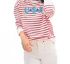 Shiraleah Usa Stripe Crewneck Sweater In Red/white In Red