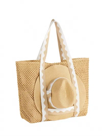 Shiraleah Women's Antigua Beach Tote And Hat Set In Sand