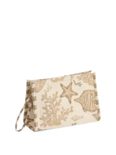 Shiraleah Women's Coastal Jacquard Wristlet Pouch In Beige In Sand
