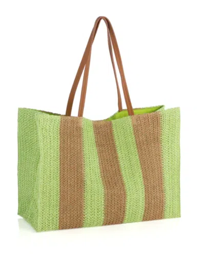 Shiraleah Women's Filomena Striped Shore Tote In Lime
