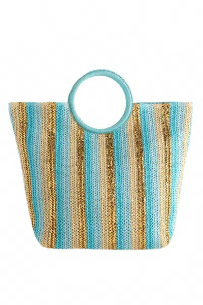 Shiraleah Women's Metallic Stripe Tote Bag In Turquoise/golc In Multi