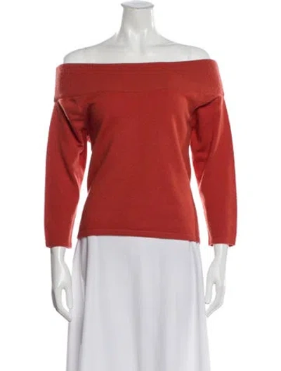Pre-owned Shirin Guild Cashmere Off-the-shoulder Sweater In Orange