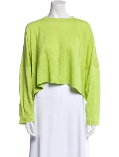 Pre-owned Shirin Guild Linen Bateau Neckline Sweater In Green