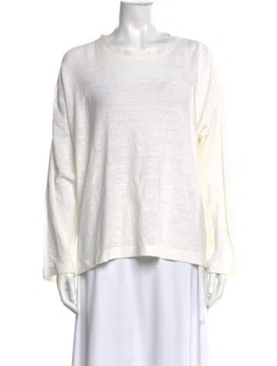 Pre-owned Shirin Guild Linen Crew Neck Sweater In White