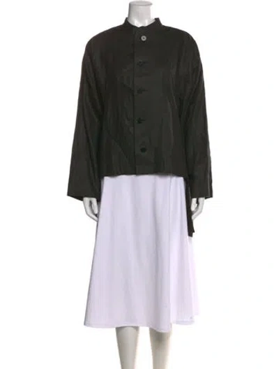 Pre-owned Shirin Guild Linen Long Sleeve Button-up Top In Black