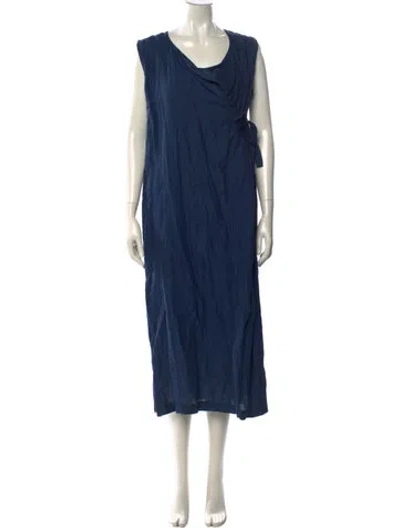 Pre-owned Shirin Guild Linen Midi Length Dress In Blue