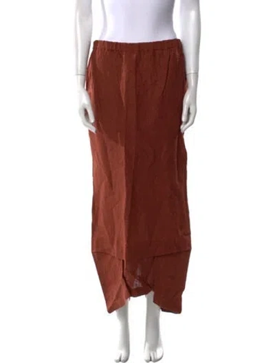 Pre-owned Shirin Guild Linen Midi Length Skirt In Brown