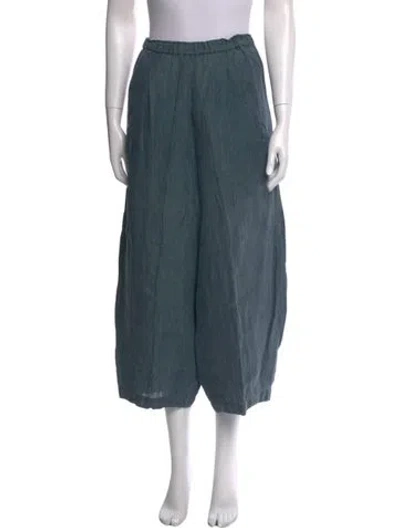 Pre-owned Shirin Guild Linen Wide Leg Pants In Blue