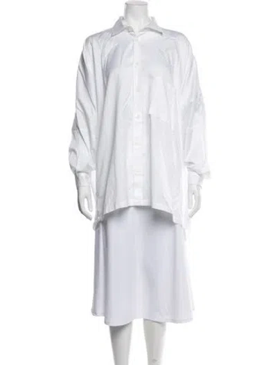 Pre-owned Shirin Guild Long Sleeve Button-up Top In White