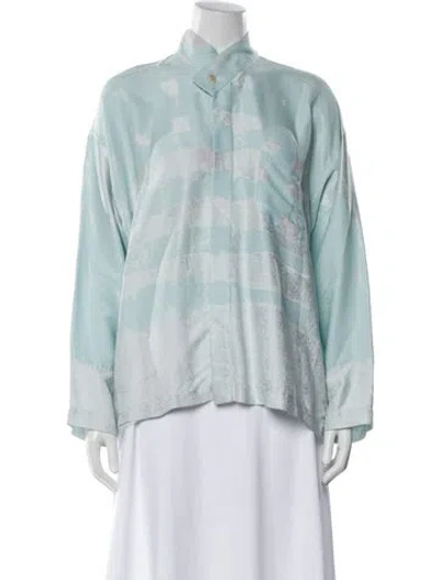 Pre-owned Shirin Guild Silk Printed Top In Blue