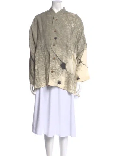 Pre-owned Shirin Guild Striped V-neck Top In Neutral