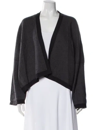 Pre-owned Shirin Guild Wool Open Front Sweater In Gray