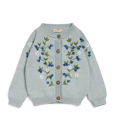 Shirley Bredal Kids'  Cotton Embroidered Blueberry Cardigan