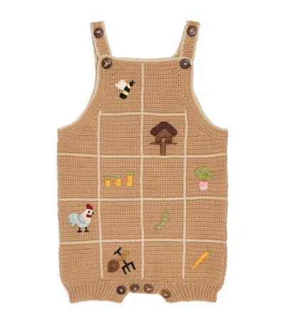Shirley Bredal Kids'  Organic Cotton Little Farm Bodysuit In Sand