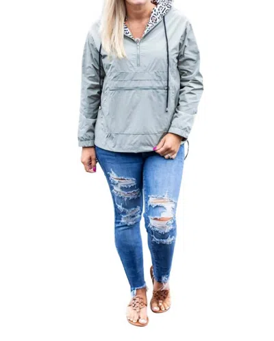 Shirley Stone Abby Leopard Windbreaker In Sage In Multi
