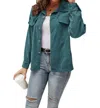Shirley Stone Corduroy Shacket In Green In Green