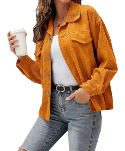 Shirley Stone Corduroy Shacket In Mustard In Orange
