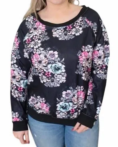 Shirley Stone Daisy Slouchy Top In Black