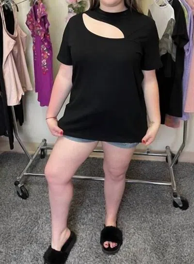 Shirley Stone Front Cutout Top In Black