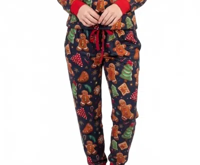 Shirley Stone Gingerbread Pajama 2 Piece Set In Red Multi In Burgundy