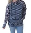 Shirley Stone Leopard & Striped Double Hoodie In Blue/white In Blue