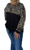 Shirley Stone Leopard Color Block Knot Top In Multi In Animal Print