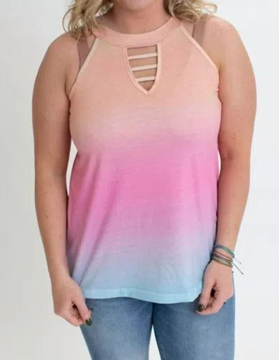 Shirley Stone Ombre' Keyhole Tank In Rainbow In Multi