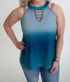 Shirley Stone Ombre' Keyhole Tank Top In Blue In Blue