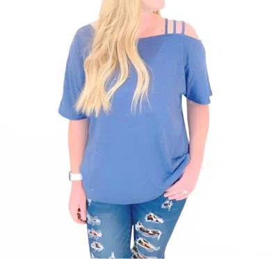 Shirley Stone One Shoulder Strappy Top In Blue In Purple