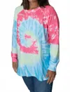 Shirley Stone Sassy Swirl Tie Dye Tunic In Pink In Pink