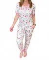 Shirley Stone Short Sleeve Jogger Pajama Set In In My "eras" In White