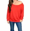 Shirley Stone Slouchy Top In Red In Red