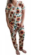 Shirley Stone Sunflower Loungewear Set In White