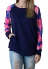 Shirley Stone Tie Dye Pocket Tunic In Navy In Blue