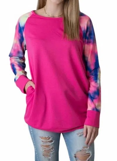 Shirley Stone Tie Dye Pocket Tunic In Pink In Multi