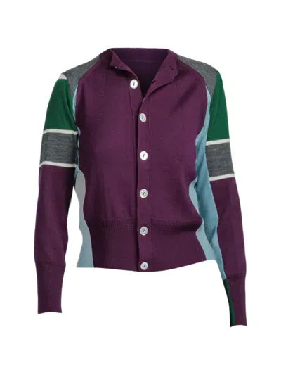 Shiro Sakai Colour-block Panelled Cardigan In Animal Print