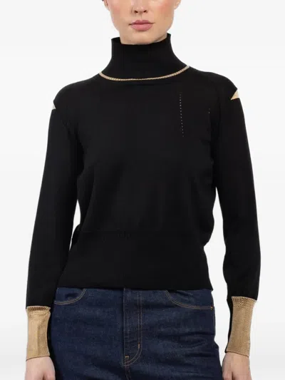 Shiro Sakai Roll-neck Shoulder-detail Top In Black