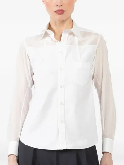 Shiro Sakai Sheer Pocket Shirt In White
