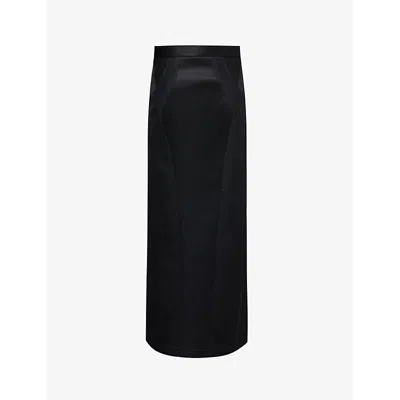 Shiro Sakai Womens Black Panelled Slim-fit Woven Maxi Skirt